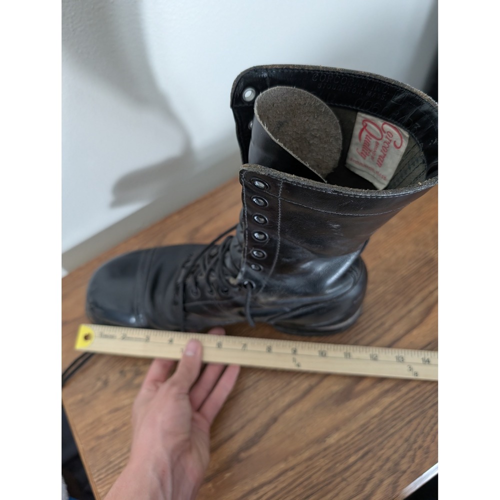 Vintage Men  Siz11 Black Leather Paratrooper Jump Boots Cap Toe Combat Military - Picture 16 of 16